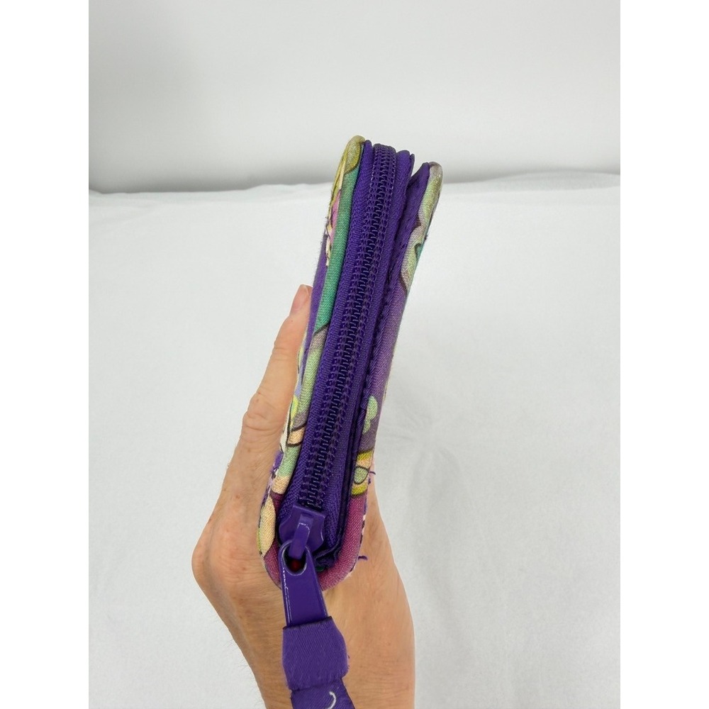 Vera Bradley Turnlock Wallet Retired Quilted Paisley 'Heather' Floral Purple - Picture 9 of 12